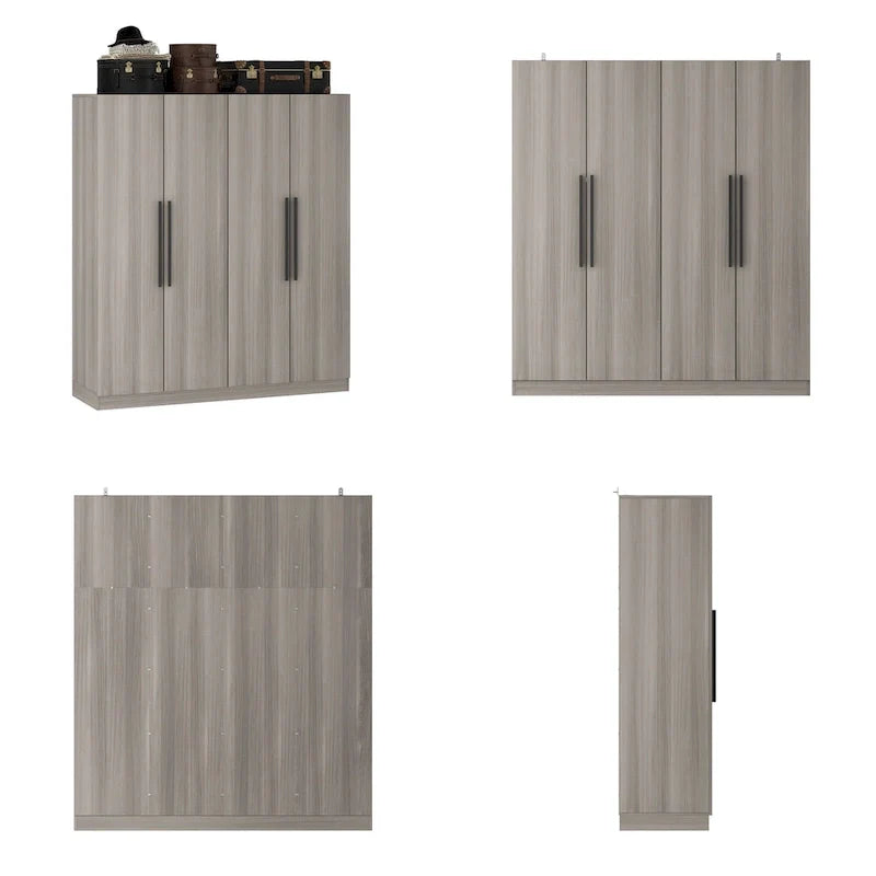 Armoire moderne autoportante en bois massif avec étagères de rangement