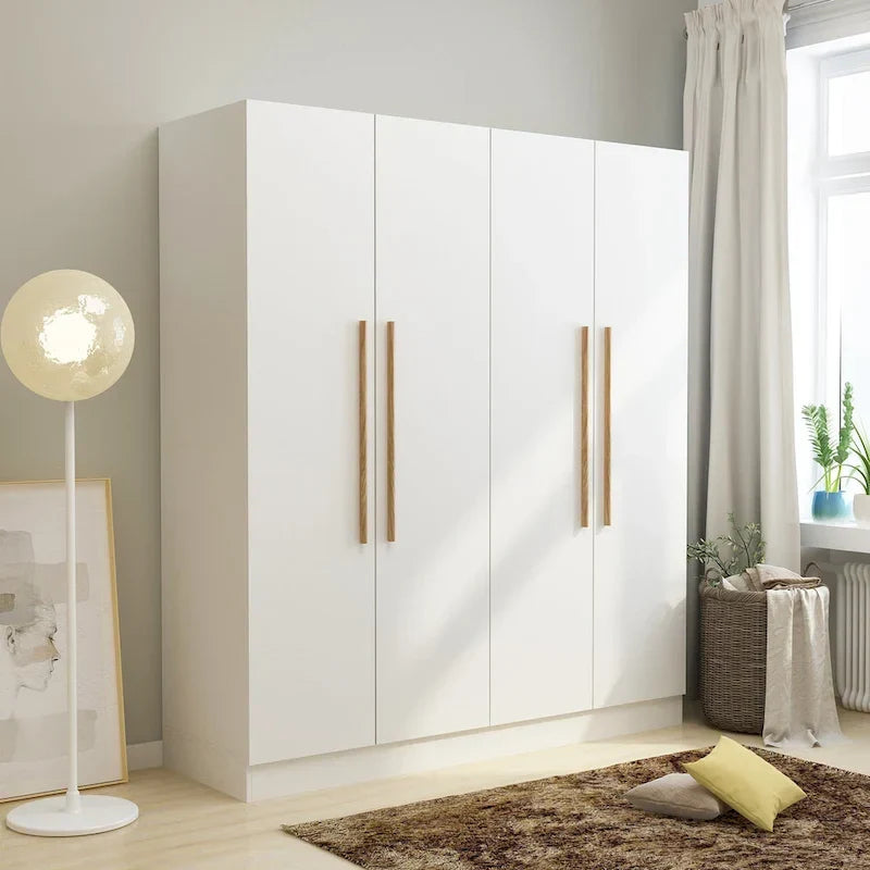 Armoire moderne autoportante en bois massif avec étagères de rangement