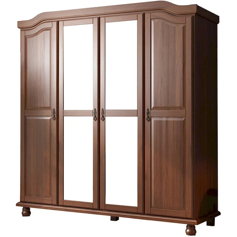 Palace Imports Kyle Armoire 4 portes 100 % en bois massif avec portes en bois massif ou portes miroir