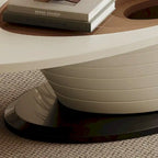 Table basse ovale en verre, style moderne et minimaliste, base grise, 130 cm - L 130 cm l 65 cm H 36,5 cm