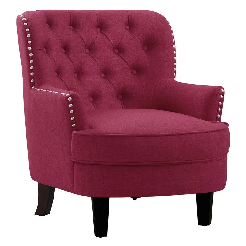 Moser Bay Mignon Fauteuil d'appoint à oreilles capitonné large de 76 cm en velours et lin