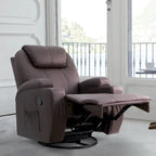 Fauteuil Inclinable de Massage Pivotant Chauffant en Similicuir pour Salon