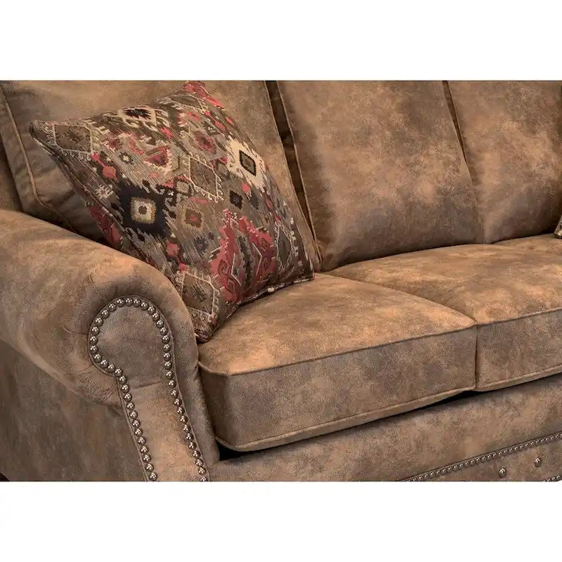 Canapé-lit Rancho en tissu suédine marron rustique – 37 x 86 x 40
