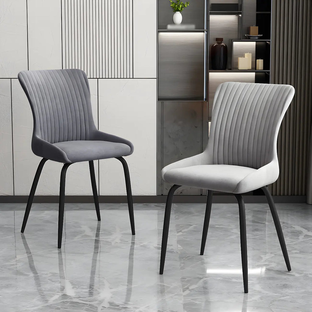 Chaises de salle à manger sans accoudoirs gris foncé industrielles