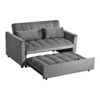 Causeuse futon moderne en velours avec dossier inclinable et poches, 2 places — Gris foncé / Gris clair / Bleu / Noir