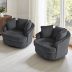 DREAMSIDEA Lot de 2 fauteuils pivotants recouverts de tissu, accoudoirs encastrés