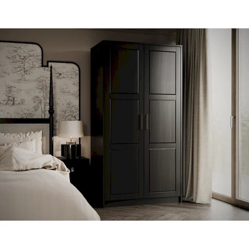 Palace Imports Armoire Urbaine 2 Portes 100% Bois Massif avec Portes Pleines et Miroirs