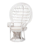 Chaise paon Kallima de style bohème moderne en rotin naturel blanc