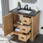 Meuble sous-vasque Hervas avec plateau en marbre naturel, sans miroir