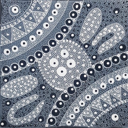 Peinture aborigène Bush Plum gris de Tanya Bird Mpetyane - DZ Galerie