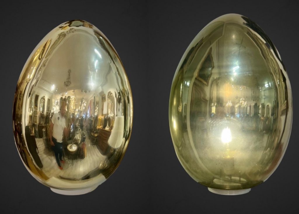 Paire de lampes en verre doré de Murano