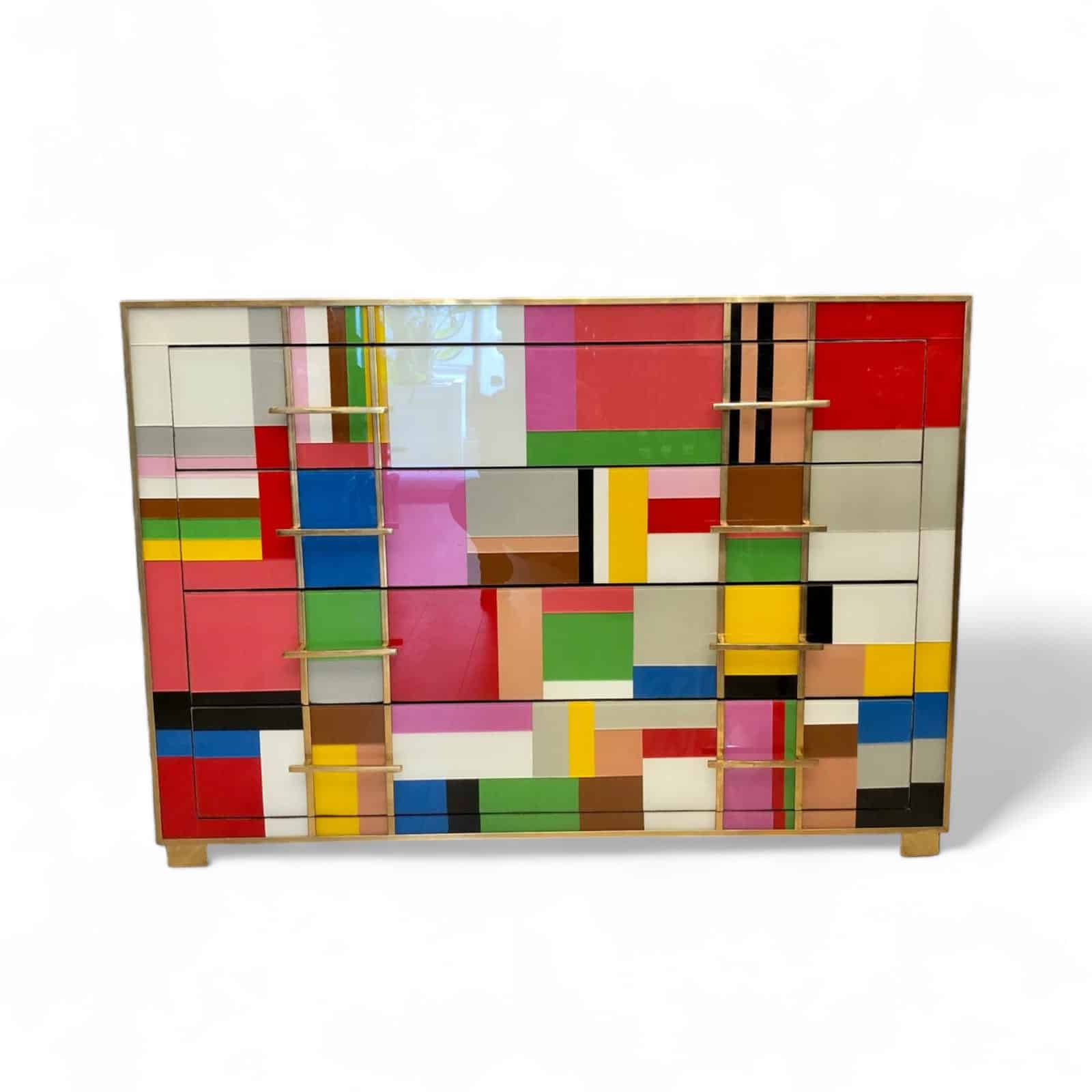 Commode Mondrian en verre de Murano
